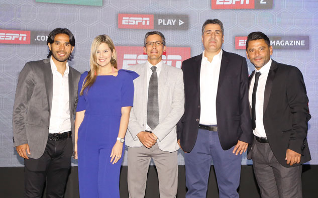 ESPN El equipo de ESPN FC: Fabián Vargas, Andrea Guerrero, Germán Arango, Santiago Escobar y Gerardo Bedoya.