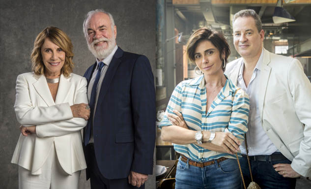 Las protagonistas Renata Sorrah (Stella) junto a Caca Amaral (Ademar), y Giovanna Antonelli (Livia) junto a Dan Stulbach (Kléber).