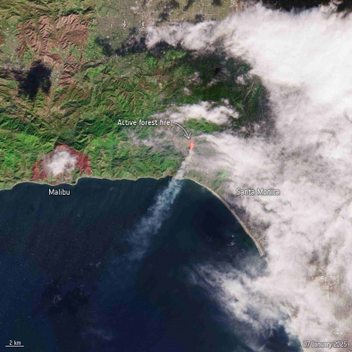 ESA Primeras imágenes desde el espacio de los incendios en Los Ángeles