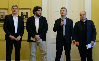 DYN El presidente Mauricio Macri en el momento de anunciar el fondeo oficial al sector audiovisual.