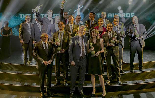 Los triunfadores en la entrega del Eutelsat TV Awards en Roma.