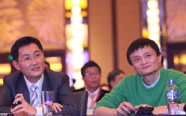 Xinhua Presidentes: de Tencent, Ma Huateng (L), y de Alibaba, Jack Ma.