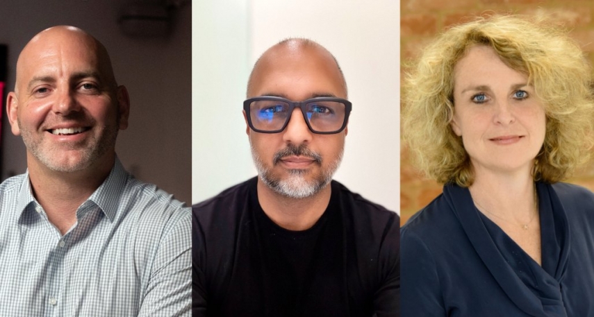 Matthew Shewchuk, presidente de Big Time Decent Productions; René Brar, director de Desarrollo y Ventas; y Sarah McCormack, consultora de Big Time Decent International