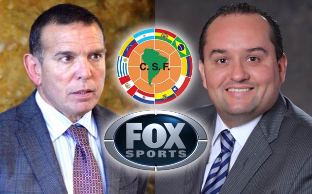 Presidente de la Conmebol, Juan Ángel Napout, y Carlos Martínez, presidente de FIC para América Latina.
