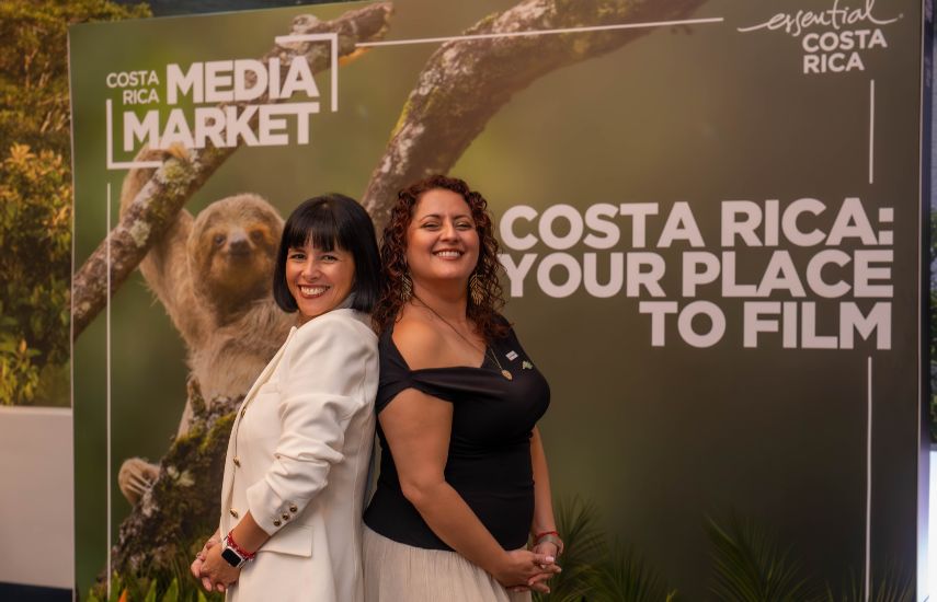 Carolina Cordero y Marysela Zamora, de Iberofic, en el Costa Rica Media Market.
