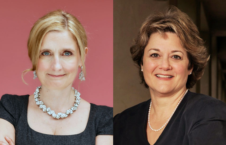 Cressida Cowell, autora de la serie Cómo entrenar a tu dragón, y Bonnie Arnold, productora de la exitosa saga cinematográfica.