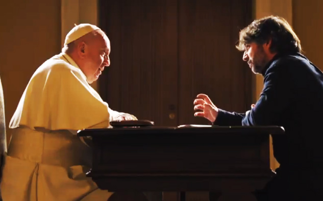 Jordi Évole y el Papa Francisco, en su primer encuentro.