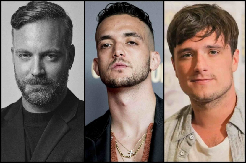 Chalo Bonifacino Cooke, CEO de LaLiga Studios; C. Tangana, cabeza de Little Spain, y el actor Josh Hutcherson, aliado en el proyecto.
