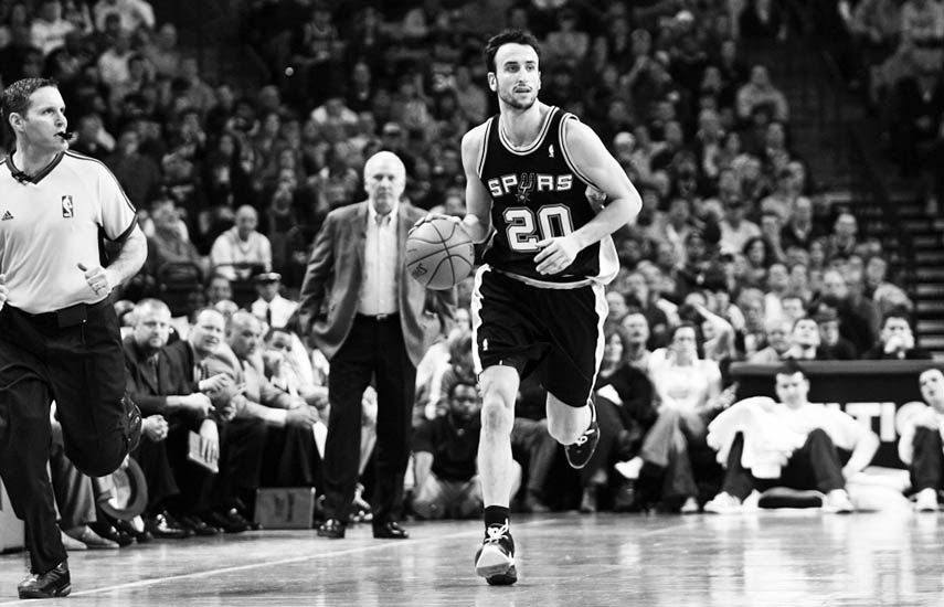 Scott Clarke / ESPN Images Una imagen de una gran historia: 10 de febrero de 2008: Manu Ginóbili (20) de San Antonio Spurs en acción en el TD Banknorth Garden.