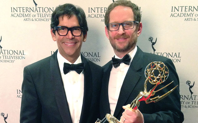 Marcos Santana, presidente de Telemundo Internacional, y Joshua Mintz, vicepresidente ejecutivo de Programación Con Guión y gerente general de Telemundo Studios