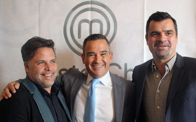 Ricardo Coeto, director de Producción y Nuevos Proyectos de Azteca; Daniel Rodríguez, VP Co-Ejecutive de Endemol Shine Latino, y Rodrigo Fernández Capdevielle, director general de Programación de Azteca.
