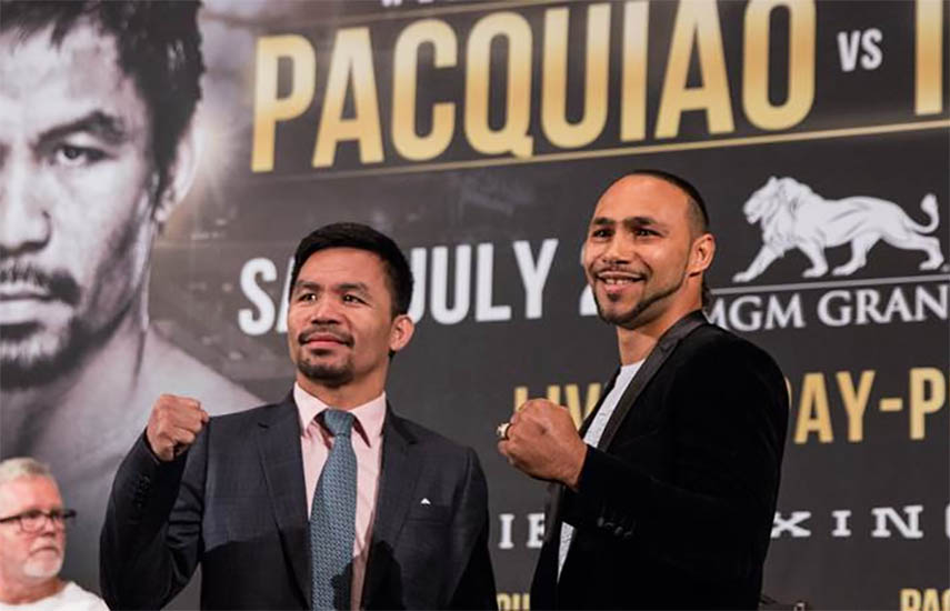 Manny Pacquiao y el invicto campeón Keith 'One Time' Thurman.