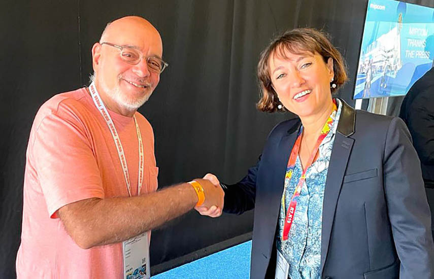 Ríchard Izarra, fundador y presidente de PRODU, y Bénédicte Touchard de Morant, directora de MIP Cancun.