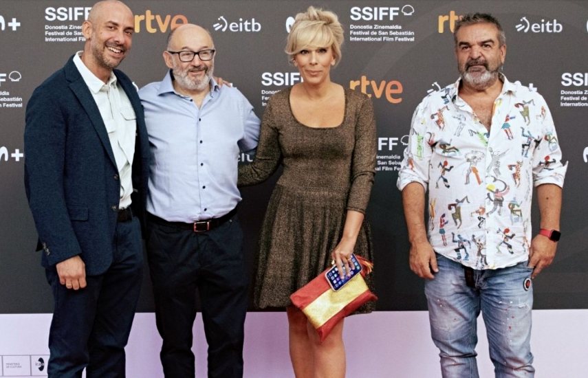 Ejecutivos de RTVE, José Pastor; subdirector de Cine y Ficción; María Eizaguirre, directora de Comunicación y Participación, y el subdirector de Cine, Gervasio Iglesias, junto al director del Festival de San Sebastián, José Luis Rebordinos