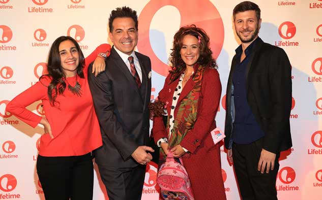 Lucia Conde (Kerly), Cesar Sabroso, SVP de Marketing de A+E Networks Latin America, Julieta Otero (Roxi) y Lucas Mirvois (La Maldita) en la presentación oficial de Lifetime en Argentina.