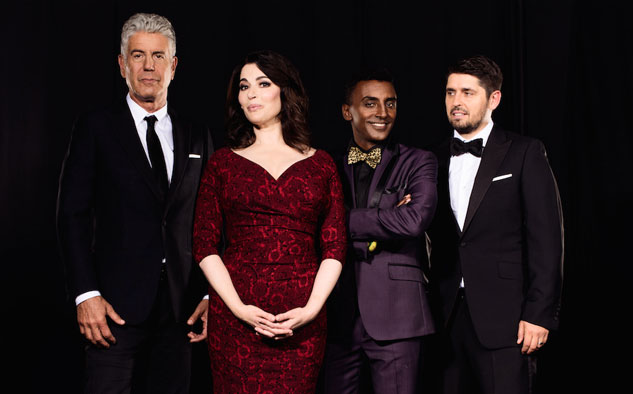 Anthony Bourdain, Nigella Lawson, Marcus Samuelsson y Ludo Lefebvre, el jurado de The Taste.