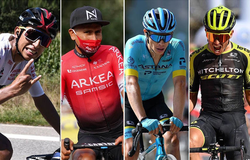 Egan Bernal, Nairo Quintana, Rigo Urán y Esteban Chaves, colombianos en el Tour de Francia 2020