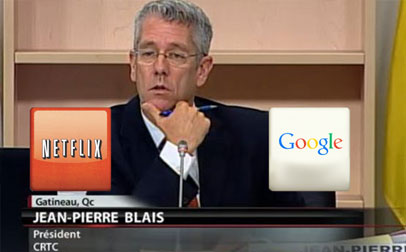 A screenshot of CRTC Chairman Jean-Pierre Blais during Netflix testimony at the CRTC