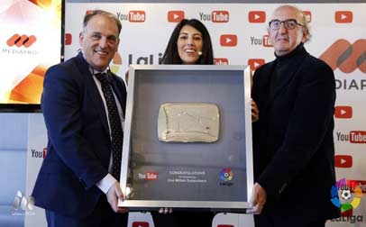 LaLiga y Mediapro recibieron el ‘Botón de Oro' luego de superar el millón de subscriptores en YouTube